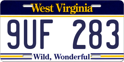 WV license plate 9UF283