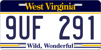 WV license plate 9UF291