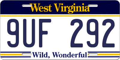 WV license plate 9UF292