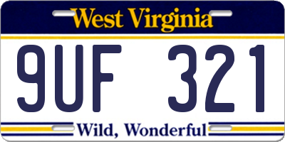WV license plate 9UF321