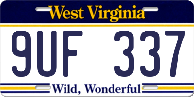 WV license plate 9UF337