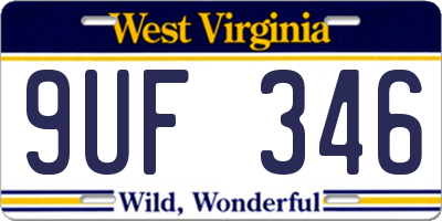 WV license plate 9UF346