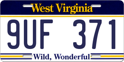 WV license plate 9UF371