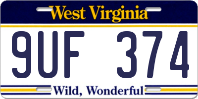 WV license plate 9UF374