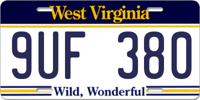 WV license plate 9UF380