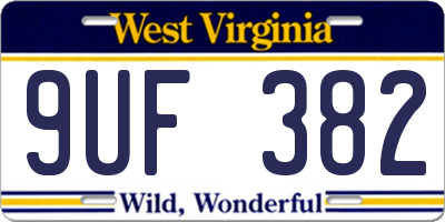 WV license plate 9UF382