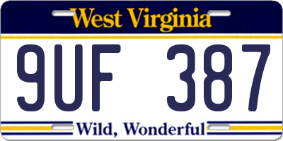 WV license plate 9UF387