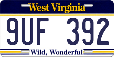 WV license plate 9UF392