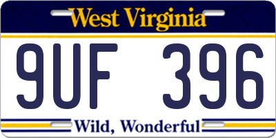 WV license plate 9UF396