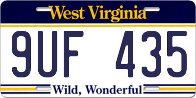 WV license plate 9UF435