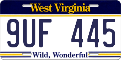 WV license plate 9UF445