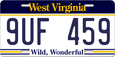 WV license plate 9UF459