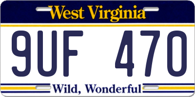 WV license plate 9UF470