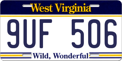 WV license plate 9UF506