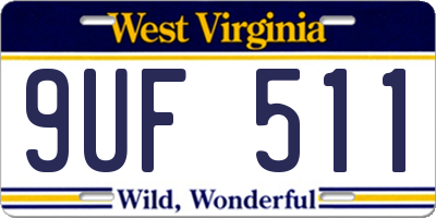 WV license plate 9UF511