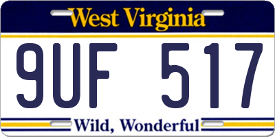 WV license plate 9UF517