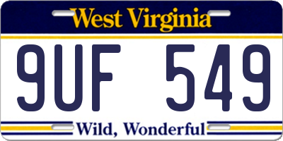 WV license plate 9UF549