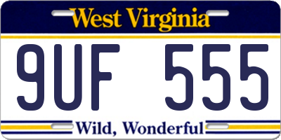 WV license plate 9UF555