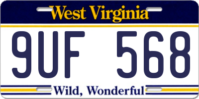 WV license plate 9UF568