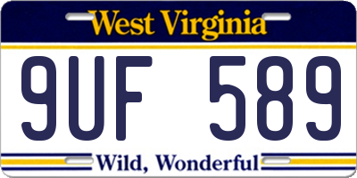 WV license plate 9UF589