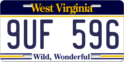 WV license plate 9UF596