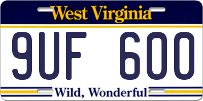 WV license plate 9UF600