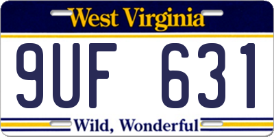 WV license plate 9UF631