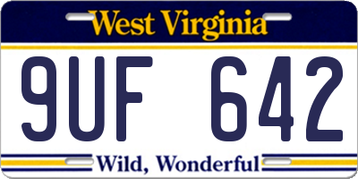 WV license plate 9UF642