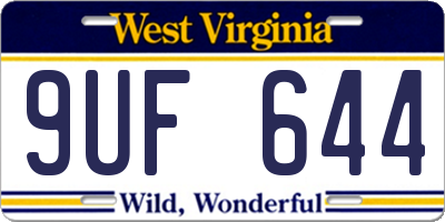 WV license plate 9UF644