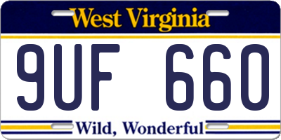WV license plate 9UF660