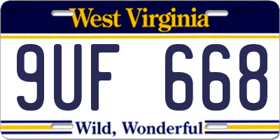 WV license plate 9UF668