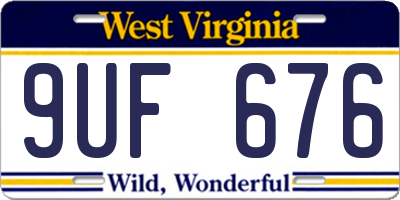 WV license plate 9UF676