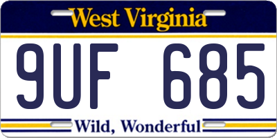 WV license plate 9UF685