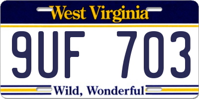 WV license plate 9UF703