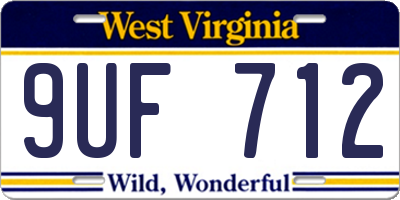 WV license plate 9UF712