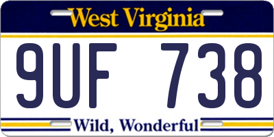 WV license plate 9UF738