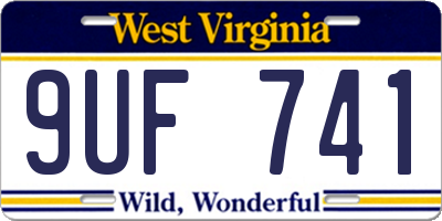 WV license plate 9UF741