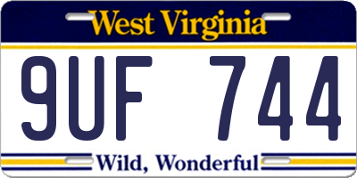 WV license plate 9UF744