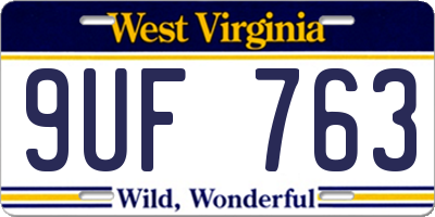 WV license plate 9UF763