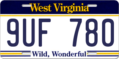 WV license plate 9UF780