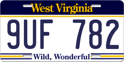 WV license plate 9UF782