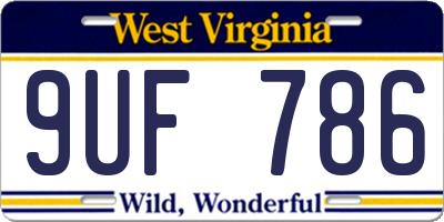 WV license plate 9UF786