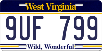WV license plate 9UF799
