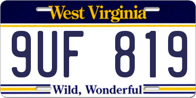 WV license plate 9UF819