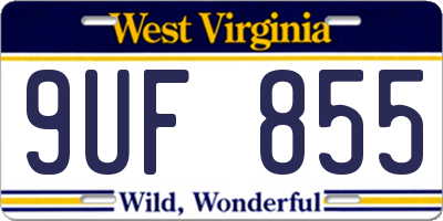WV license plate 9UF855