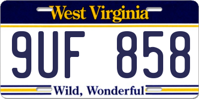 WV license plate 9UF858