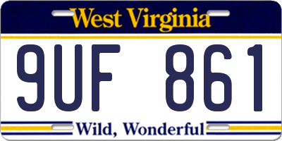WV license plate 9UF861