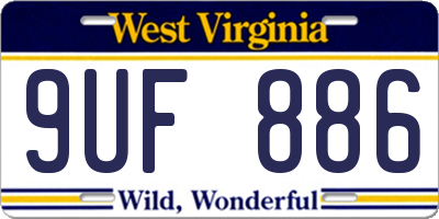 WV license plate 9UF886