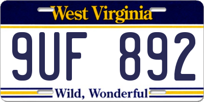 WV license plate 9UF892