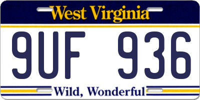 WV license plate 9UF936